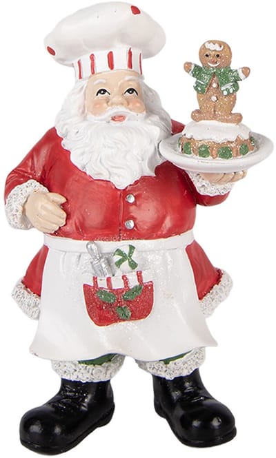 Clayre & Eef Kerstdecoratie Beeld Kerstman 9x7x16 cm Rood Kunststof