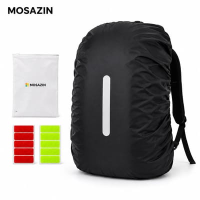 MOSAZIN Regenhoes Rugzak 45L – Zwart – Reflecterende Rugzakhoes – Waterafstotende Backpack Cover voor Fietsen, Wandelen en Reizen