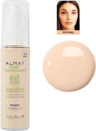 Almay Clear Complexion Liquid Makeup Foundation with 4 in 1 Blemish Eraser - 100 Ivory