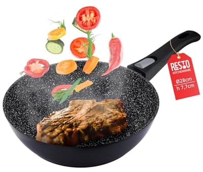 Diepe Wokpan 28 cm van Gesmeed Aluminium met Antiaanbaklaag, Geschikt voor Alle Kookplaten