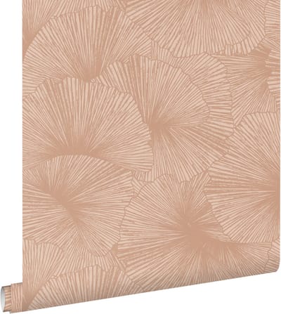ESTAhome behang 3D-motief bladeren terracotta roze - 53 cm x 10.05 m - 131396