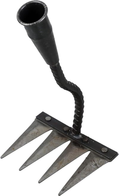 Tuinhark Staal - Onkruidrek - Bodem losmaken - Veelzijdig gereedschap - 29 cm - Zwart