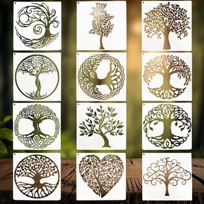 Bullet Journal Plastic Stencils – boomsjablonen - Templates - Tree of Life - Bomen - Levensboom - Mix – Sjablonen - Knutselen - Decoratie – Accessoires -LOUZIR