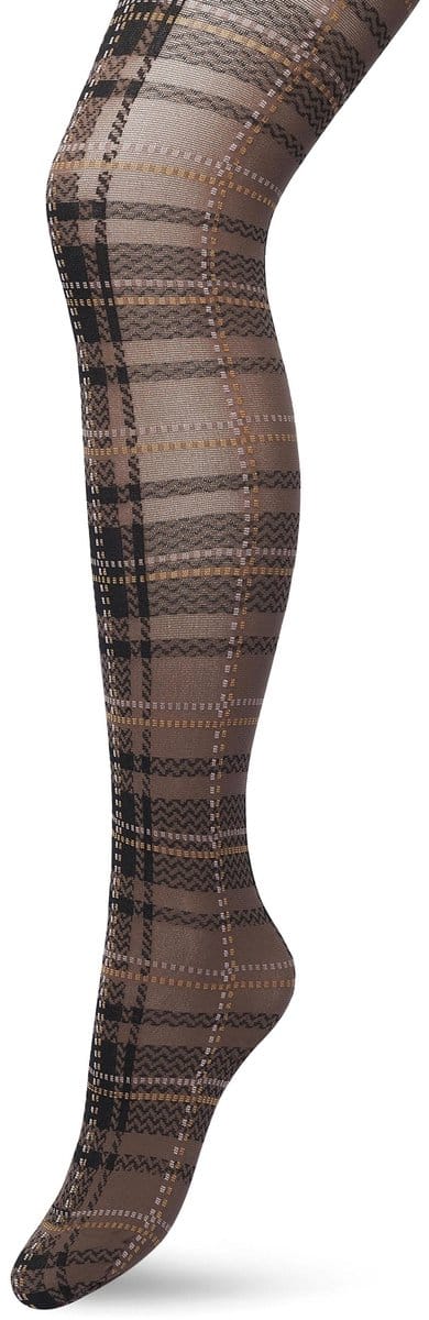 Bonnie Doon Dames Panty met Ruiten 80 Denier Bruin maat S/M - Ruit Motief - Ruitjes Print - Uitstekende pasvorm - Gladde Naden - London Checks Tights - Heerlijk Comfortabel - Shopping Bag Brown - BP211910.347