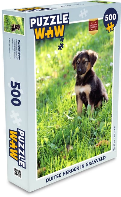 Puzzel Duitse herder in grasveld - Legpuzzel - Puzzel 500 stukjes