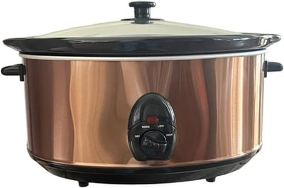 Florixa® Slowcooker met Timer - Crockpot - Stoompan - Uitneembare Binnenpan - Koper- 34cm x 44cm x 25cm