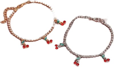 Zilveren Anklet - Enkelbandje Kristal - Feestelijke Accessoire - Glanzende Kralen - Verstelbaar - Zilver