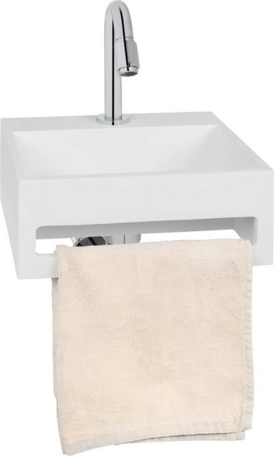 AquaVik Fontein Toilet - Solid Surface Mat Wit - 30x28x12,5cm - Handdoekhouder - Handenwasser - Wc Fontein - Toiletfontein - Fonteinkast