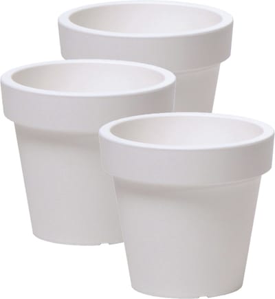 Prosperplast Bloempot Basic - 3x stuks - kunststof - parel wit - D20 x H18 cm - buiten/tuin