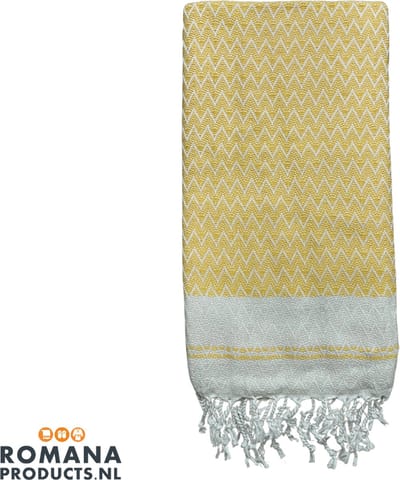 Romana Products Waves Hamamdoek - Baddoek - Strandlaken - Saunalaken - 100cm x 180cm - Geel