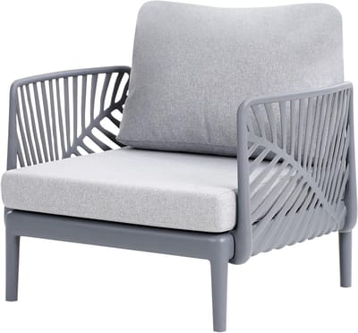 Tuinstoel met kussens - Lounge stoel - Buiten ontspannen - Weerbestendig plastic frame - 68x68x78 cm - Grijs