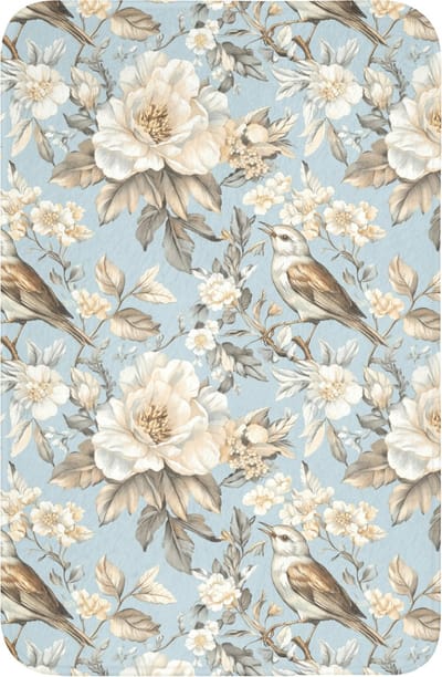 WC mat 40x60 cm - Antislip - Botanisch - Zangvogel - Blauw - Toiletmat - Vloermat - Douchemat - Toilet tapijt - Toiletmatten