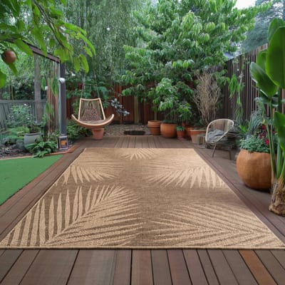 Timber Buitenkleed – Indoor & Outdoor, Jute-Look Vloerkleed, Weerbestendig, Tuin, Balkonkleed - Bruin