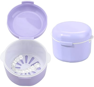 Dailygoods- Opbergdoos voor tandheelkundige apparaten - Draagbare tandenhouder - Siliconen - Compact ontwerp - Afneembare mand - Optimale mondhygiëne