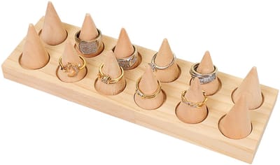 Dailygoods- Ringhouder Houten Kegelvorm - Sieradenhouder - Sieradenstandaard - Showcase voor Ringen - Sieradenorganizer - Stijlvol Display