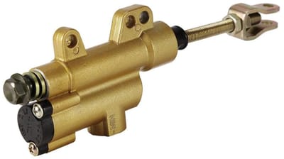Dailygoods- Achterrem Hoofdcilinderpomp Gouden Aluminium - Hydraulisch - Universele Compatibiliteit - Montageflens 43/53 MM - Intern Oliereservoir - Duurzaam Materiaal - Remcilinder