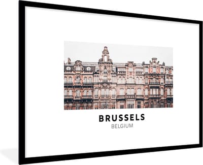 Fotolijst incl. Poster - België - Brussel - Huizen - 120x80 cm - Posterlijst