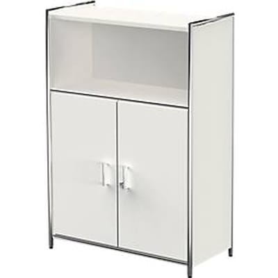 Combikast Toledo, met zicht-achterwand, afsluitbaar, 3 ordnerhoogten, 1 vak, B 800 x D 380 mm, wit