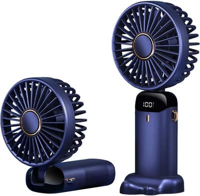 Mini Draagbare Ventilator, USB Oplaadbaar, Opvouwbare Bureauventilator, Stille Koeling Voor Binnen, Camping, Huis, Kantoor, School & Reizen, Blauw