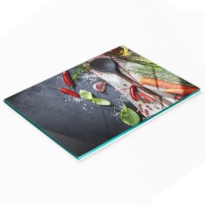 Decoratieve glazen snij- en serveerplank voor in de keuken, 80x52 cm