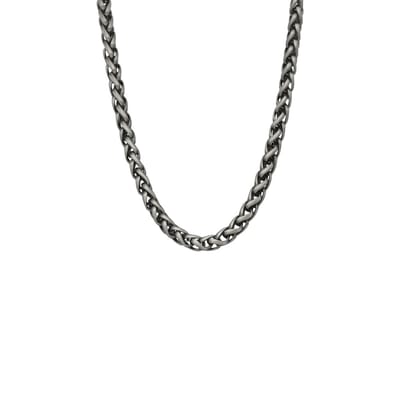 Lucardi Heren Ketting spiga antique finish - Staal - Ketting - Vaderdag Cadeautje - 50 cm - Zilverkleurig