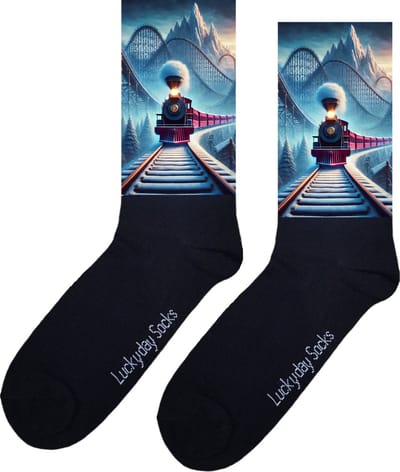 Trein - Opkikkertje - Achtbaan - Grappige sokken - Valentijn cadeau - Verjaardag cadeau - Liefde - Grappige sokken - Leuke sokken - Vrolijke sokken - Kerst sokken - Vaderdag - Moederdag - Socks maken Happy - 37-44