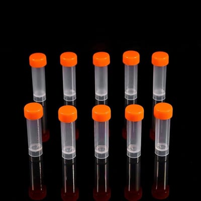 Set van 10 Stuks 5Ml Testbuizen met Doppen en Siliconenpakking - Ideaal voor Monsters en Opslag