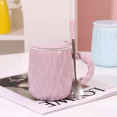 Hoog Uitziende Mok Meisje Hart Schattige Kopje Stel Keramische Kop Geëmbosseerd Creatief Waterkopje Kantoor Koffiekop 450ml