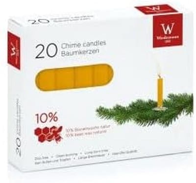 Set van 20 Lange Dunne Waskaarsen met 10% Bijenwas - Naturel (98x13mm)