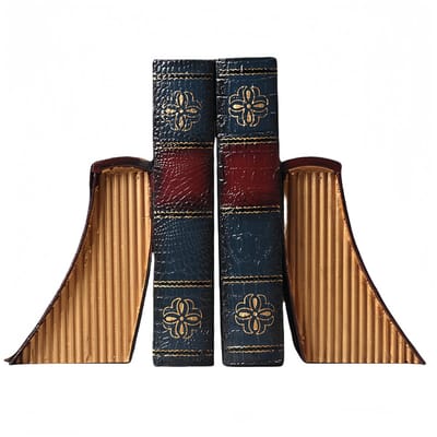 Decopatent - Vintage Houten Boekensteunen - 2-Delige Set - Boekensteun Hout - Vintage Boeken Design - Boekenstandaard - Afm. 13x13x19 CM.