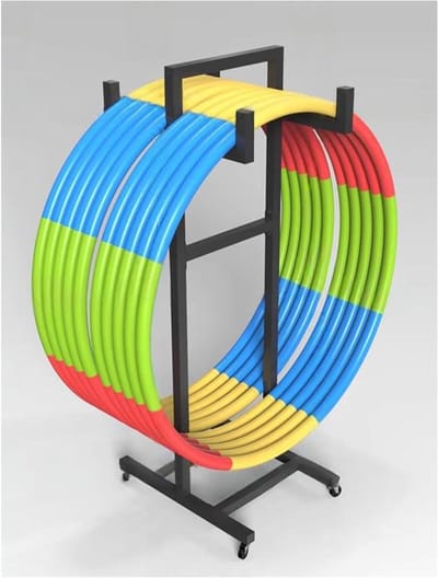 Hoepelhouder Standaard - Springtouwrek - Sportspullen Opbergen - Met Wielen - 100 cm Hoog - Zwart