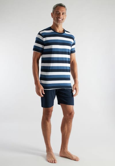 CECEBA Melbourne Heren Shortama met ronde hals - Blauw