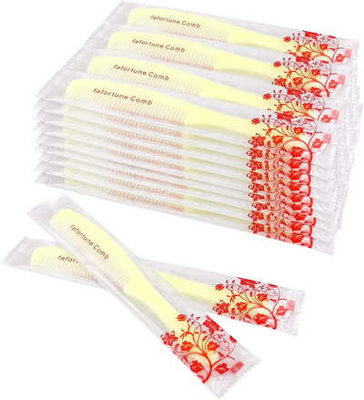 Wegwerp Kammen - Plastic Kammen - Dagelijks Gebruik - Individueel Verpakt - 200 Stuks - Geel