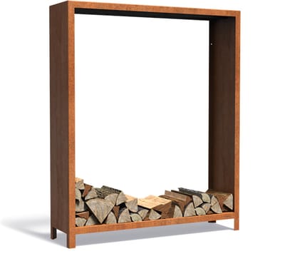 Forno Houtopslag Buiten LOGG - Houtopslag Cortenstaal - Brandhoutrek - Houtberging voor haardhout - 150x40x180cm