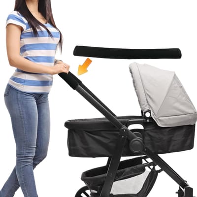 Kinderwagen Handvat Hoes - Wandelwagen Accessoire - Comfortabel Wandelen - Allergeenarm Ontwerp - 48 x 16 cm - Zwart