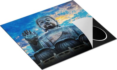 Chefcare Inductie Beschermer Boeddha Beeld bij een Tempel - 60x50 cm - Afdekplaat Inductie - Kookplaat Beschermer - Inductie Mat