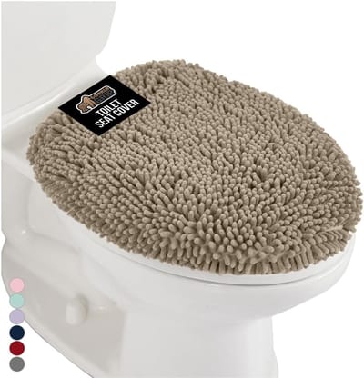 Toiletdeksel Hoes - Zachte Stoelhoes - Badkamer Comfort - Machine Wasbaar - 195x185 Inch - Beige