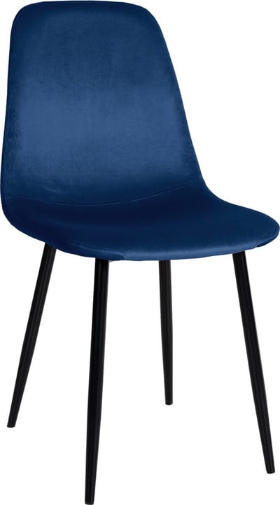CLP Napier Eetkamerstoel - Modern Design - Zonder armleuning - Metalen Onderstel - Comfortabele Rugleuning - Max. 150 kg - Fluweel/blauw