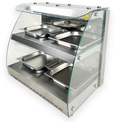 HCB® - Professionele Horeca Warmhoudvitrine - 4 x 1/2 GN - 230V - RVS / INOX - 47x63x65 cm (DxBxH) - 26 kg - 3402
