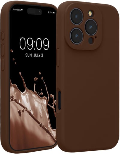 kwmobile telefoonhoesje geschikt voor Apple iPhone 16 Pro - TPU backcover met siliconen coating - Smartphone case in chocoladebruin