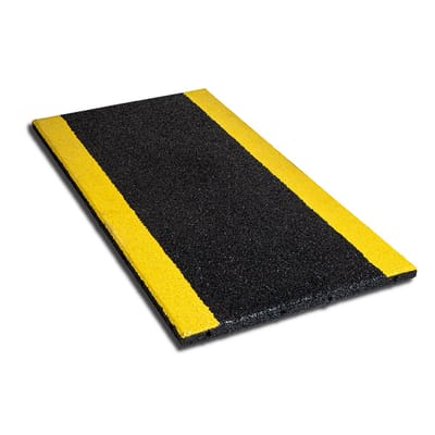 GOMbase -Rubber tegel looppad plat dak - 50 x 100 cm - 30 mm dik - Zwart/Geel