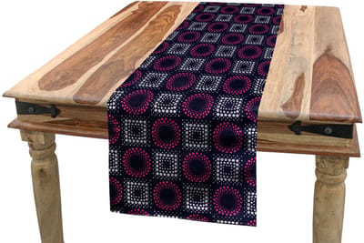 Abakuhaus Tafelloper – Geometrisch, 40x180 cm – Indigo roze