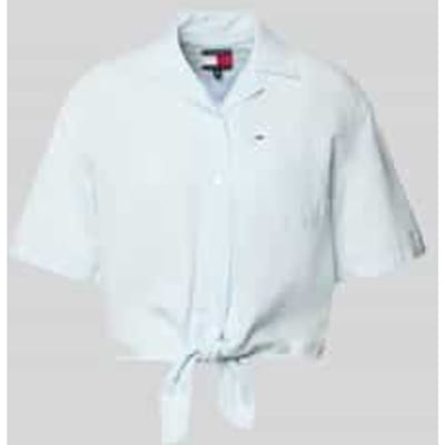 regular fit linnen blouse van mix van linnen met strikdetail