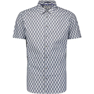 No Excess Shirt Short Sleeve Stretch Allover Printed Blue Größe: S | Casual hemden Outlet | Herren | Blau