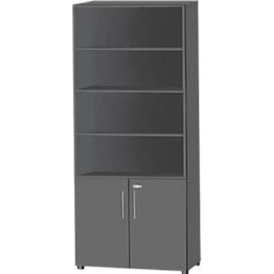 Schäfer Shop  Select Combikast Start Off, 6 ordnerhoogten, 2 ordnerhoogten met deur, afsluitbaar, B 800 x D 420 x H 2196 mm, grafiet/grafiet
