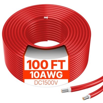 VEVOR 30,48m Zonnepaneelkabel Zonnepaneelverlengkabel 6mm²/10AWG IP67 PV-kabel Rood