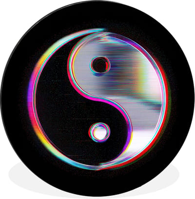 WallCircle - Wandcirkel - Muurcirkel - Yin-Yang - Cirkel - Regenboog - Aluminium - Dibond - 30x30 cm - Binnen en Buiten