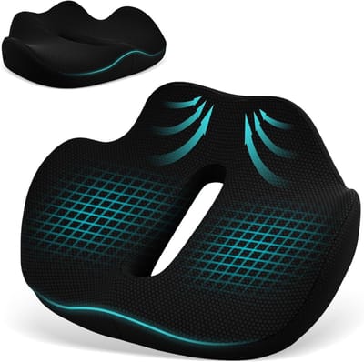 Ergonomisch Zitkussen met Handgrepen en Ventilatie voor Auto, Stoel en Gaming - Coccyx Ontlasting, 43 x 36 x 7 cm