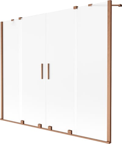 Mexen Velar Duo badwand scherm 2-delig verschuifbaar 170 x 150 , ijs, geborsteld koper - 896-170-000-32-65