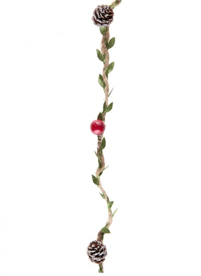 SANTEX - Natuurlijke rode dennenboom- en dennenappelslinger 110 cm met bessen